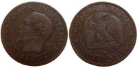 France 2 Centimes Coin, Napoleon III, Napoléon III, Marseille -
