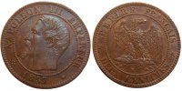 France 2 Centimes Coin, Napoleon III, Napoléon III, Marseille -