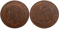 France 2 Centimes Coin, Napoleon III, Napoléon III, Paris -