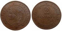 France 2 Centimes Coin, Cérès, Paris, Bronze, KM:827.1 -