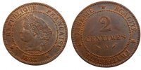 France 2 Centimes Coin, Cérès, Paris, Bronze, KM:827.1 -