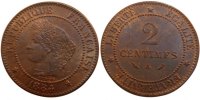 France 2 Centimes Coin, Cérès, Paris, Bronze, KM:827.1 -