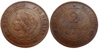 France 2 Centimes Coin, Cérès, Paris, Bronze, KM:827.1 -