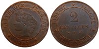 France 2 Centimes Coin, Cérès, Paris, Bronze, KM:827.1 -