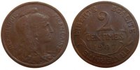 France 2 Centimes Coin, Dupuis, Paris, Bronze, KM:841 -