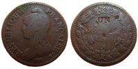 France Decime Coin, Dupré, Paris, Bronze, Gadoury:186 -