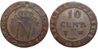 France 10 Centimes Coin, Napoléon I, Lille, Billon -