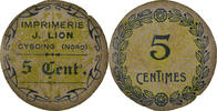 France 5 Centimes Coin, Imprimerie J. LION, Cysoing, Cardboard -