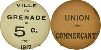 France 5 Centimes Coin, Union des Commerçants, Grenade -