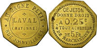 France 0.25 Centimes Coin, Au Gagne Petit, Rue Joinville, 63, Laval -