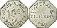 France 10 Centimes Coin, Coopérative Militaire, Pau, Aluminium -
