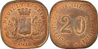 France 20 Centimes Coin, Solidarité Commerciale et Industrielle, Neuilly-sur-Seine, 20 -
