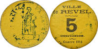 France 5 Centimes Coin, Ville de Revel, Guerre 1914, Revel -