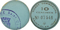 France 10 Centimes Coin, Ticket Commercial, Saint-Clar, Cardboard -