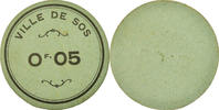 France 0.05 Franc Coin, Ville de Sos, Sos, Cardboard -
