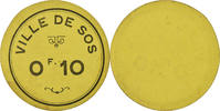 France 0.10 Franc Coin, Ville de Sos, Sos, Cardboard -