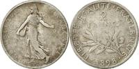 France 2 Francs Coin, Semeuse, Paris, Silver, KM:845.1 -