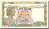 France 500 Francs Banknote, 500 F 1940-1944 ''La Paix'', 1942-07-23 -
