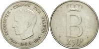 Belgium 250 Francs, 250 Frank Coin, Brussels, Silver -