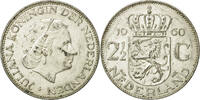 Netherlands 2-1/2 Gulden Coin, Juliana, Silver, KM:185 -