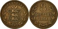 Guernsey 8 Doubles Coin, Heaton, Birmingham, Bronze, KM:7 -