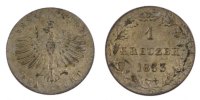 German States Kreuzer Coin, FRANKFURT AM MAIN, Silver, KM:312 -