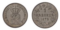 German States Kreuzer Coin, HESSE-DARMSTADT, Ludwig III -