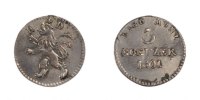 German States 3 Kreuzer Coin, HESSE-DARMSTADT, Ludwig X -