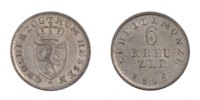 German States 6 Kreuzer Coin, HESSE-DARMSTADT, Ludwig X -