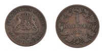 German States Kreuzer Coin, NASSAU, Adolph, Wiesbaden, Copper -