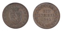 German States Kreuzer Coin, NASSAU, Adolph, Wiesbaden, Copper -