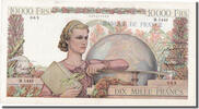 France 10,000 Francs Banknote, 10 000 F 1945-1956 ''Génie Français'' -