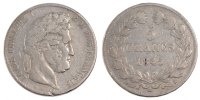 France 5 Francs Coin, Louis-Philippe, Bordeaux, Silver -