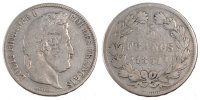 France 5 Francs Coin, Louis-Philippe, Toulouse, Silver -