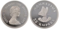 Mauritius 25 Rupees Coin, Silver, KM:40a -