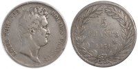 France 5 Francs Coin, Louis-Philippe, Bordeaux, Silver -