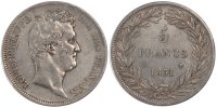 France 5 Francs Coin, Louis-Philippe, Marseille, Silver -