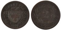 Switzerland 2 Rappen Coin, Paris, Bronze, KM:4.1 -