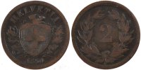Switzerland 2 Rappen Coin, Paris, Bronze, KM:4.1 -