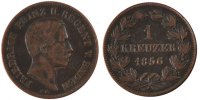 German States Kreuzer Coin, BADEN, Friedrich I, Copper -