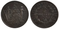 BRITISH NORTH BORNEO Cent Coin, Heaton, Birmingham, Bronze -
