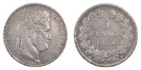 France 5 Francs Coin, Louis-Philippe, Rouen, Silver -