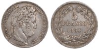 France 5 Francs Coin, Louis-Philippe, Nantes, Silver -