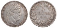 France 5 Francs Coin, Louis-Philippe, Perpignan, Silver -