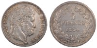 France 5 Francs Coin, Louis-Philippe, Paris, Silver -