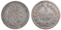 France 5 Francs Coin, Louis-Philippe, Limoges, Silver -