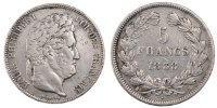 France 5 Francs Coin, Louis-Philippe, Bordeaux, Silver -