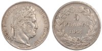 France 5 Francs Coin, Louis-Philippe, Lille, Silver -
