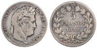 France 5 Francs Coin, Louis-Philippe, Lyon, Silver -