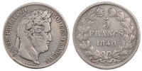 France 5 Francs Coin, Louis-Philippe, Strasbourg, Silver -